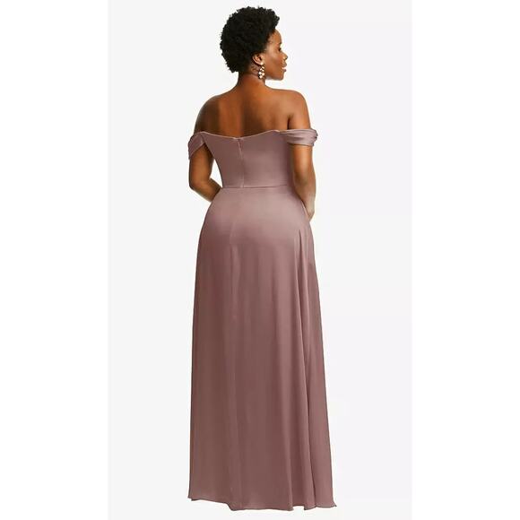 NEW! Dessy Collection Size 14 Satin Off Shoulder Empire Gown $261 msrp I21-15 - Picture 2 of 10